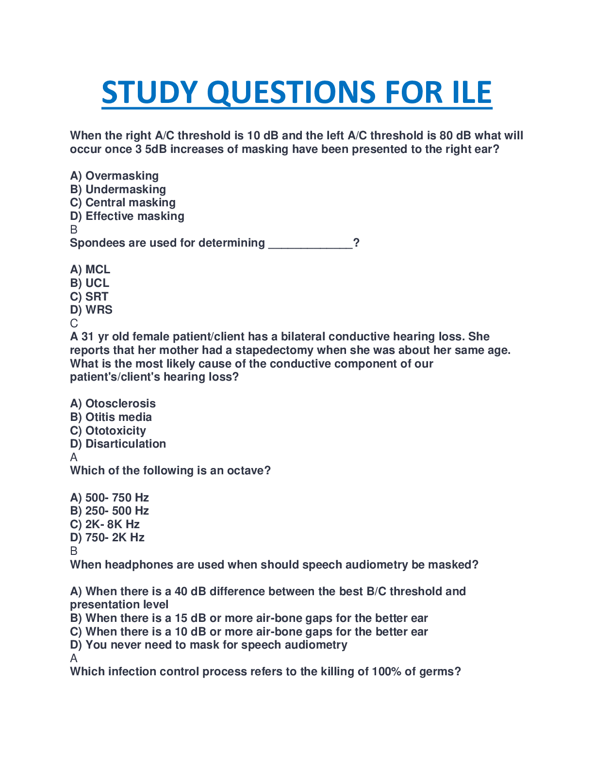 Preview image for ILE STUDY QUESTIONS WITH ALL CORRECT AND VERIFIED ANSWERS.